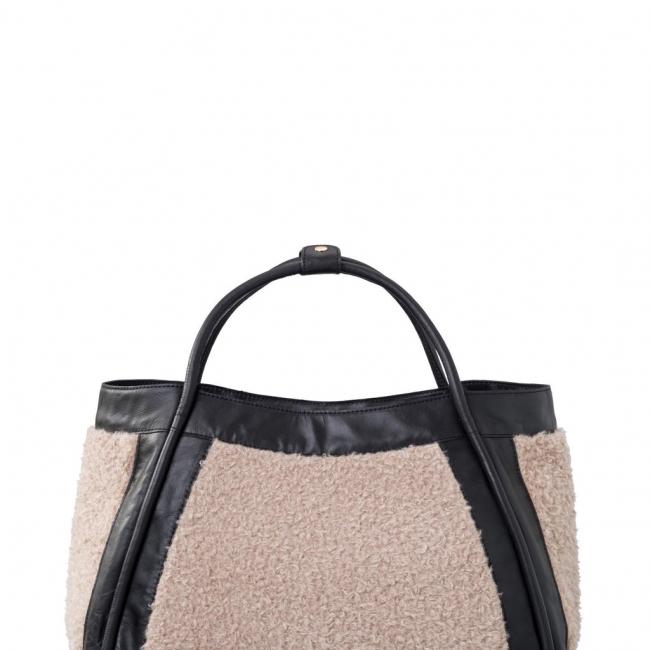 Sac en cuir avec détails sherpa