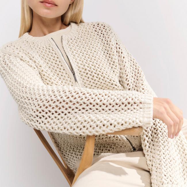 Cardigan en mesh avec fermeture zippée et coupe classique