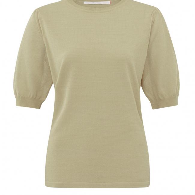 Pull à col rond et manches courtes bouffantes coupe standard