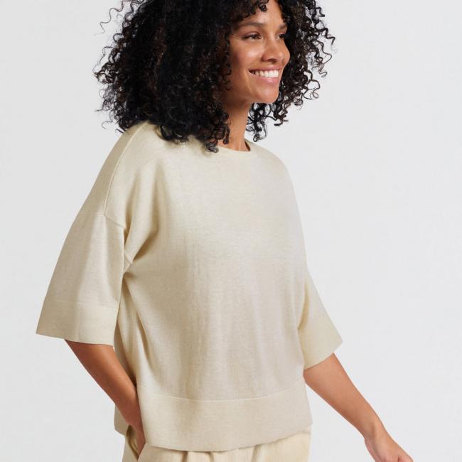 T-shirt à maille fine oversize avec des manches mi-longues