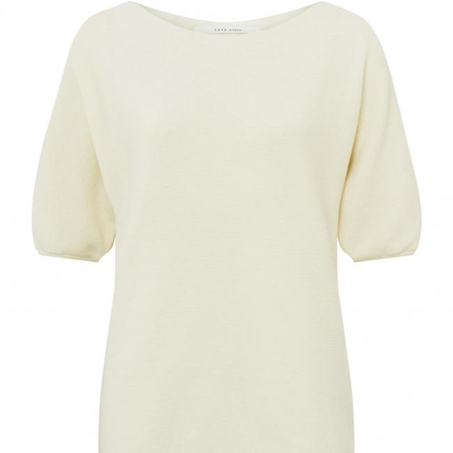 Pull en coton, col bateau, manches courtes ballon