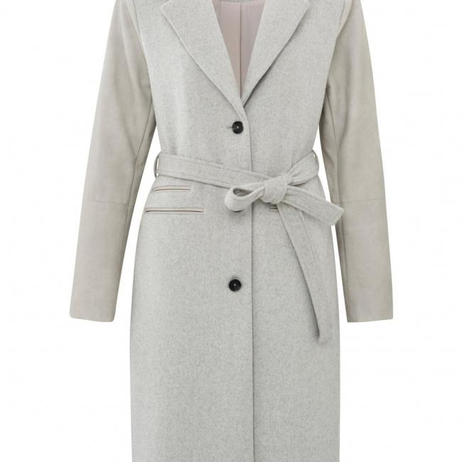 Manteau long avec col, manches longues, zip et ceinture