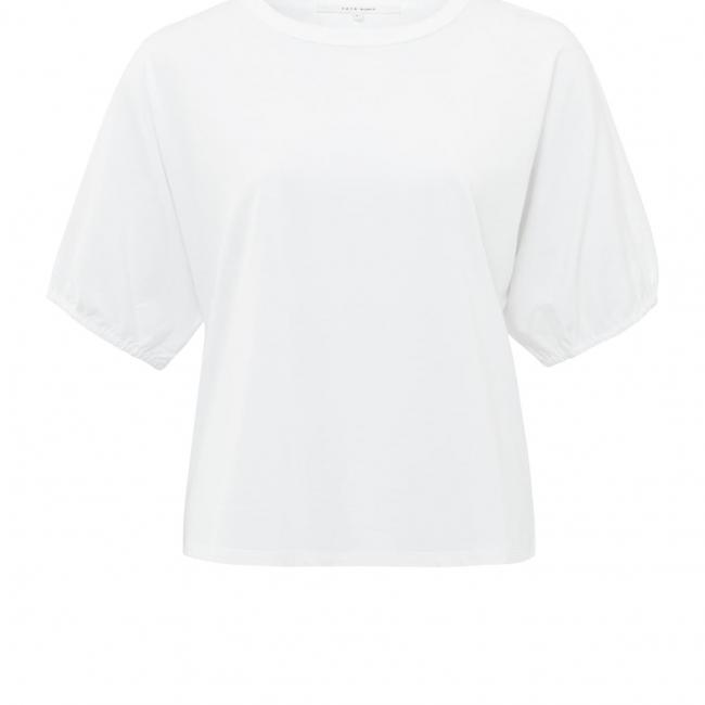 T-shirt col rond, manches bouffantes, coupe droite