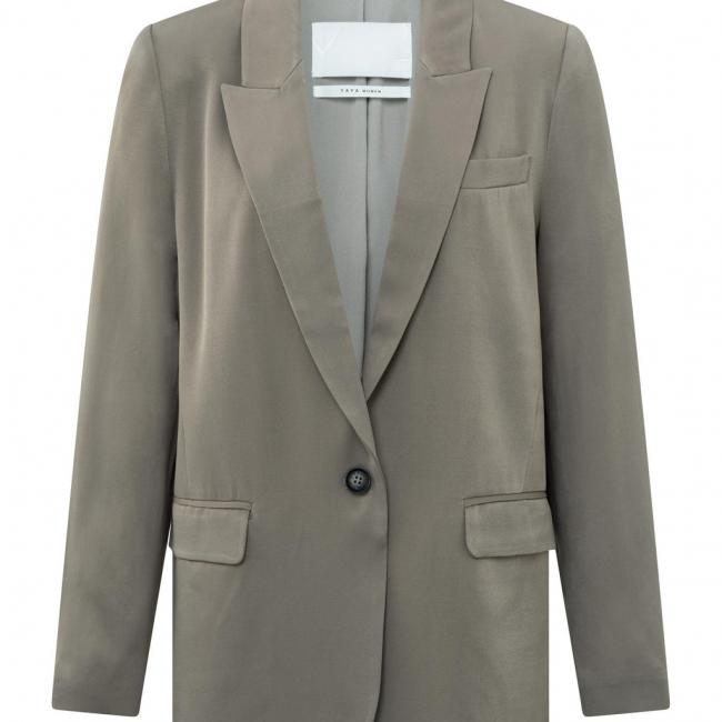 Blazer en satin avec poches poitrine et à rabat et bouton