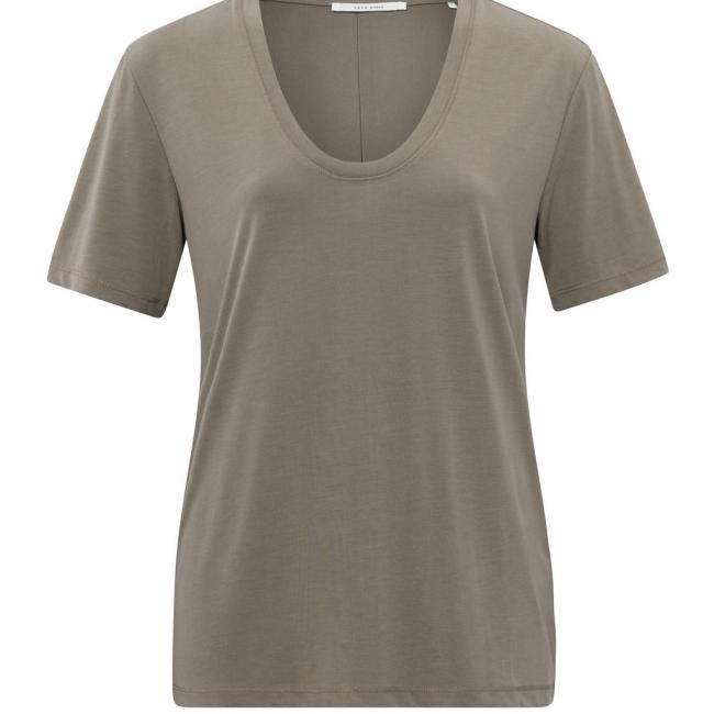 T-shirt à col V arrondi, manches courtes, coupe droite