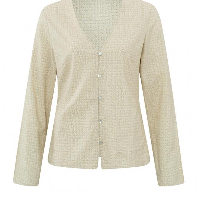 Chemise à col V, manches longues, boutons et imprimé