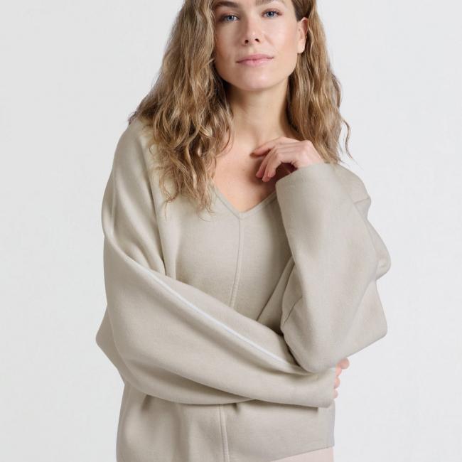 Pull oversize à col en V et manches longues