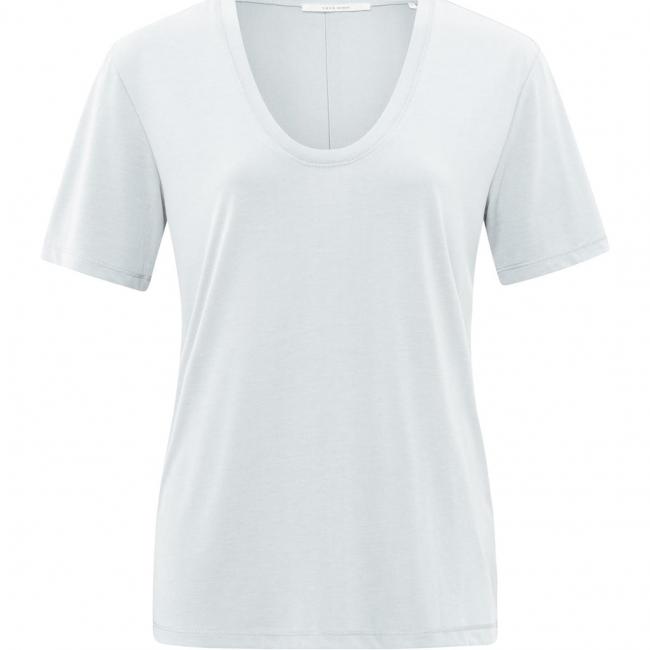 T-shirt col V arrondi, manches courtes, coupe droite