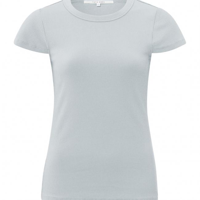 T-shirt en maille côtelée, col ras du cou et manches capes
