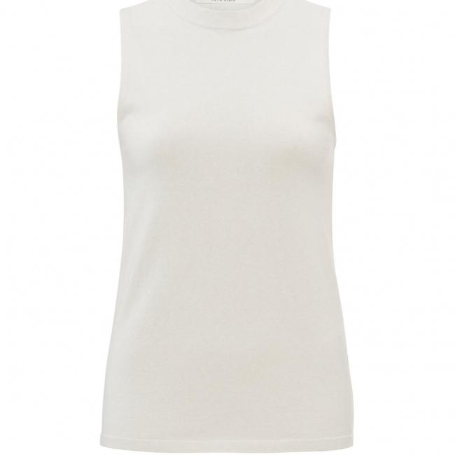 Pull sans manches, col montant et maille côtelée