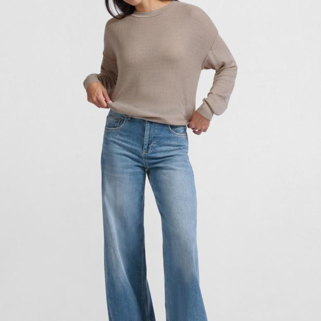 Pantalon en denim extra large à taille haute - L32