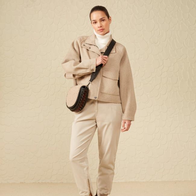 Veste douce manches longues, à poches, en laine mélangée