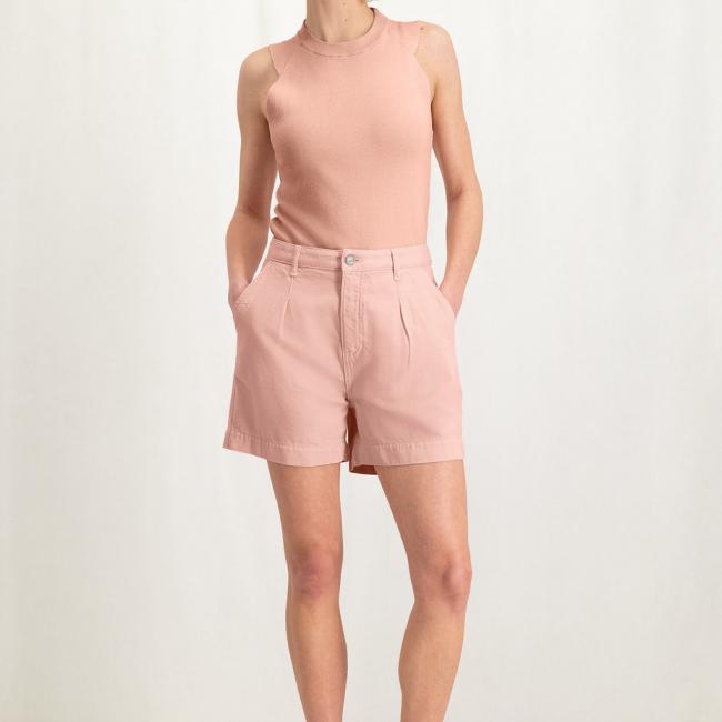 Short jean ample taille haute à poches et braguette