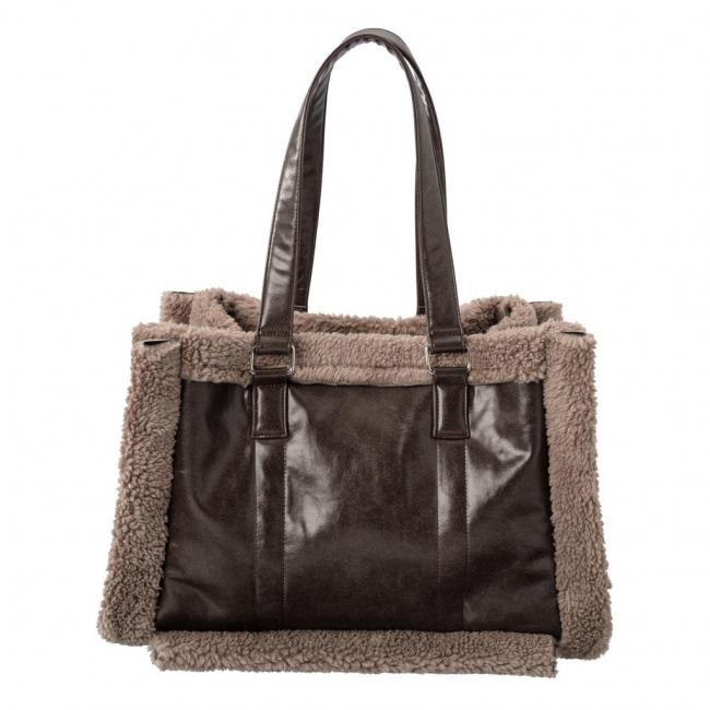 Sac fourre-tout marron avec détails en teddy