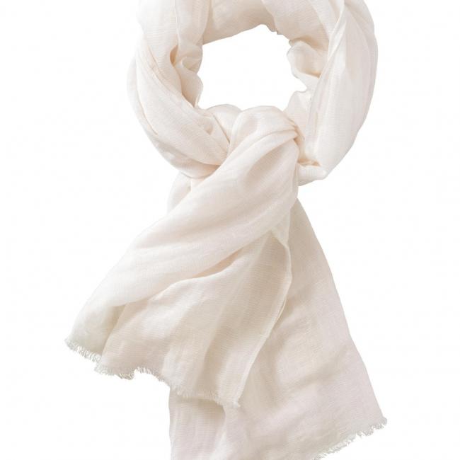 Foulard d'été raffiné rayé en lin et détails effilochés