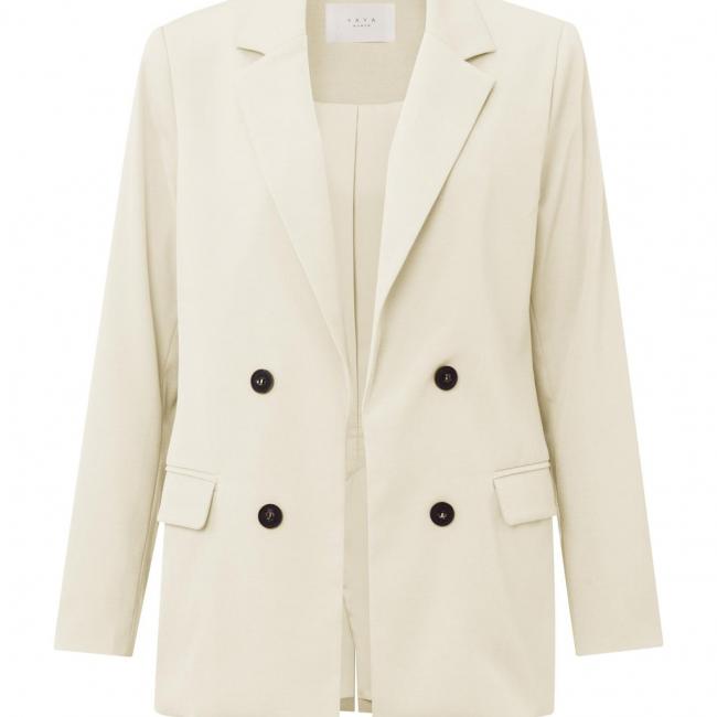 Blazer à faux double boutonnage, manches longues et poches