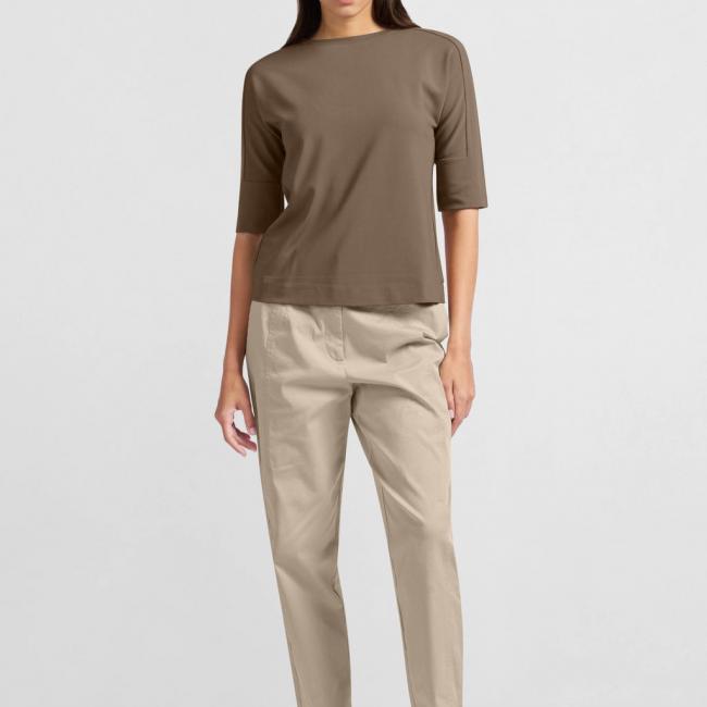 Pantalon à taille haute en coton tissé