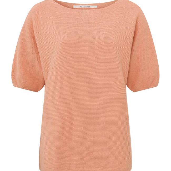 Pull en coton, col bateau, manches courtes ballon