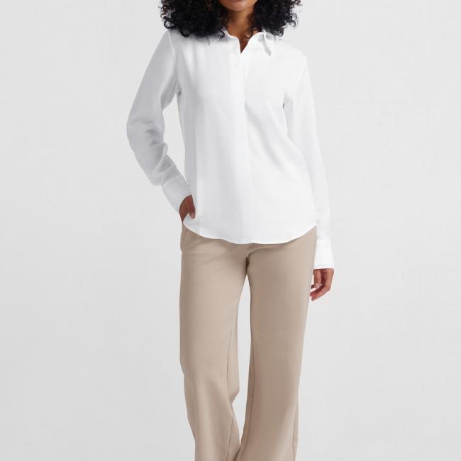 Pantalon large en jersey à taille contrastée