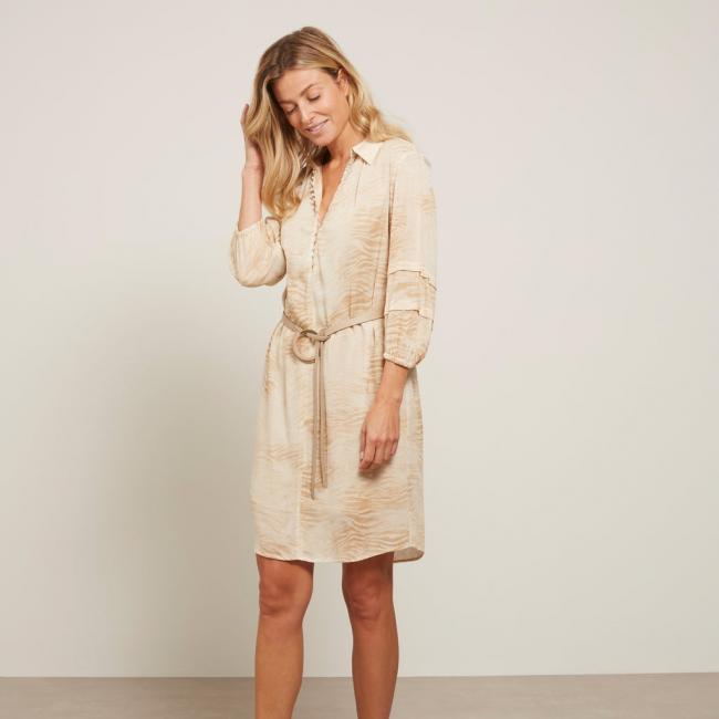 Robe manches longues ballon, boutons et imprimé animal