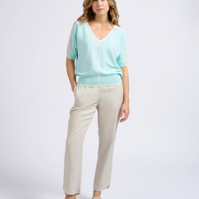 Pantalon à la taille élastiquée, coupe droite