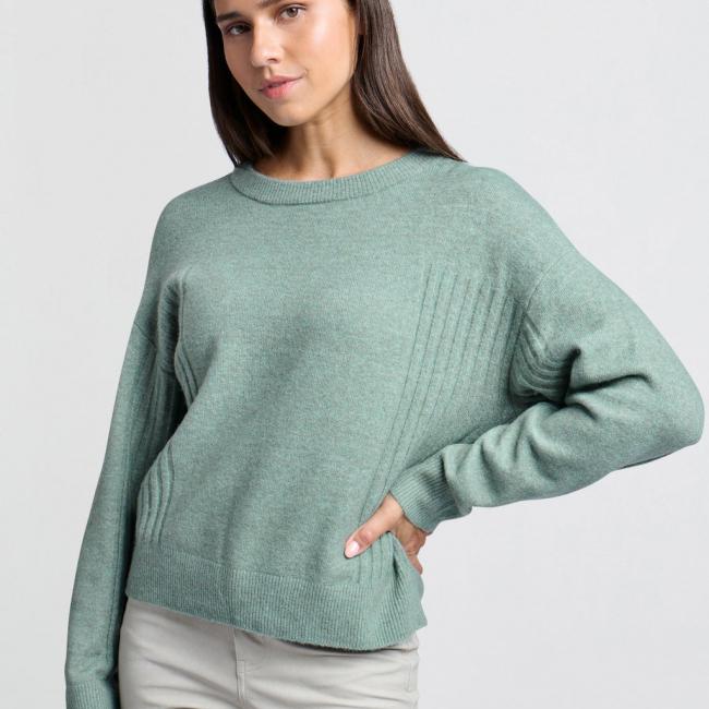 Pull col rond, manches longues et finitions côtelées