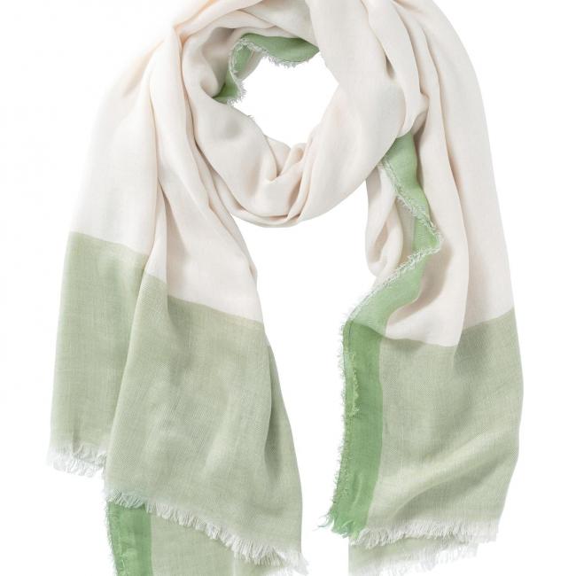 Foulard avec bordure colorée et bords effilochés