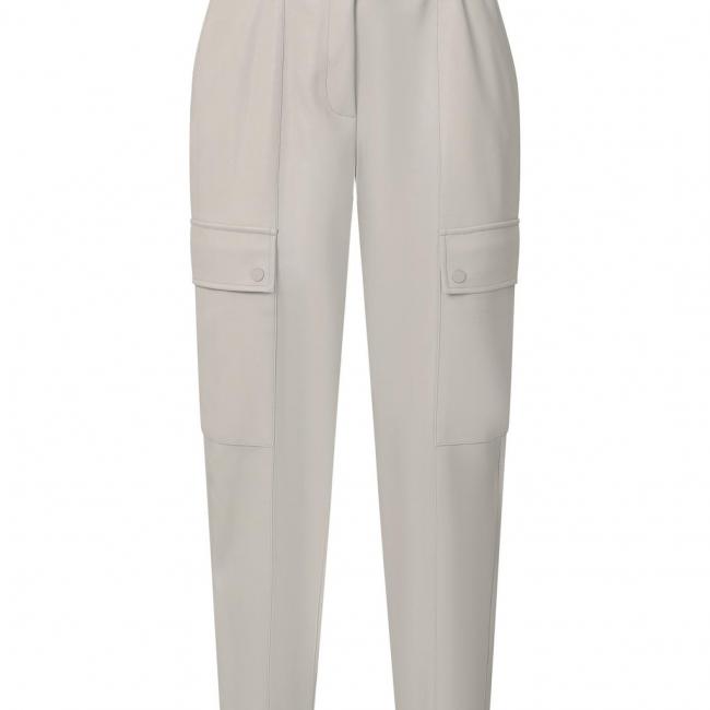 Pantalon cargo en simili cuir, coupe droite avec ceinture