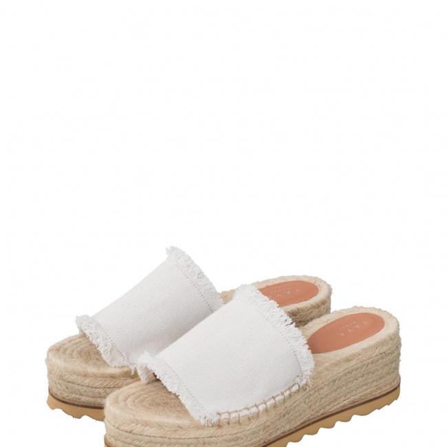 Espadrilles compensées avec bride en coton aux bords effiloc