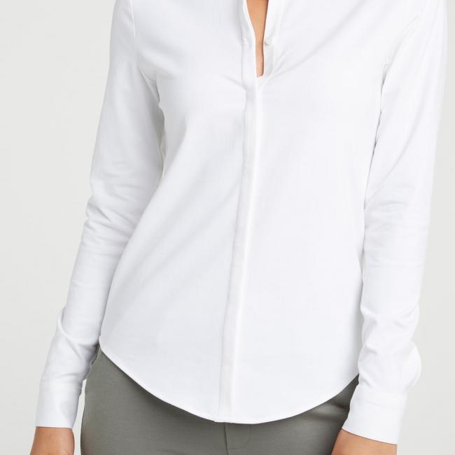 Soft jersey cotton blend shirt with blind placket