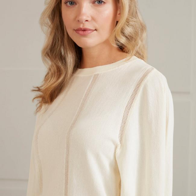Sweat col rond, manches longues et détails maille filet