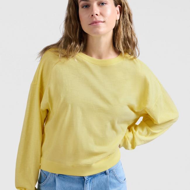 Sweat oversize manches longues, mélange de matières