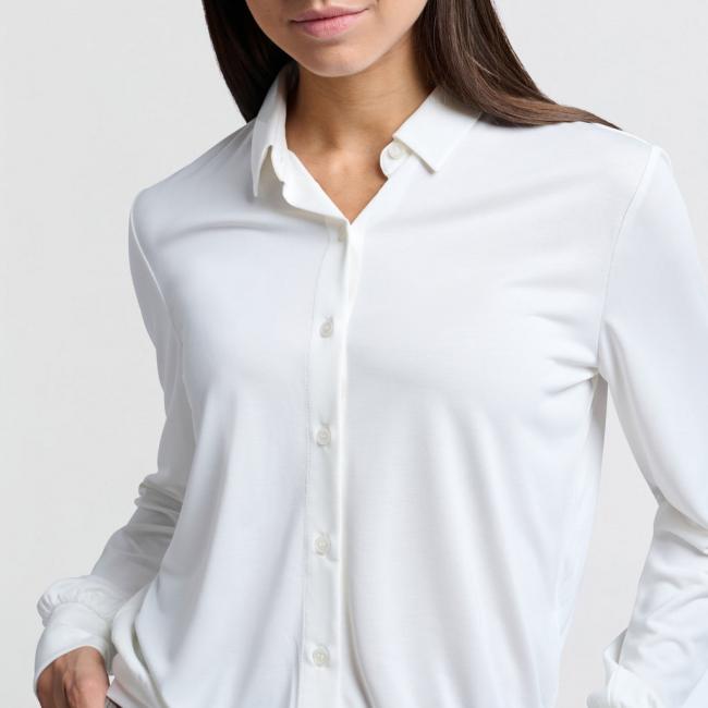 Haut chemise en jersey, manches ballon et fermeture à bouton