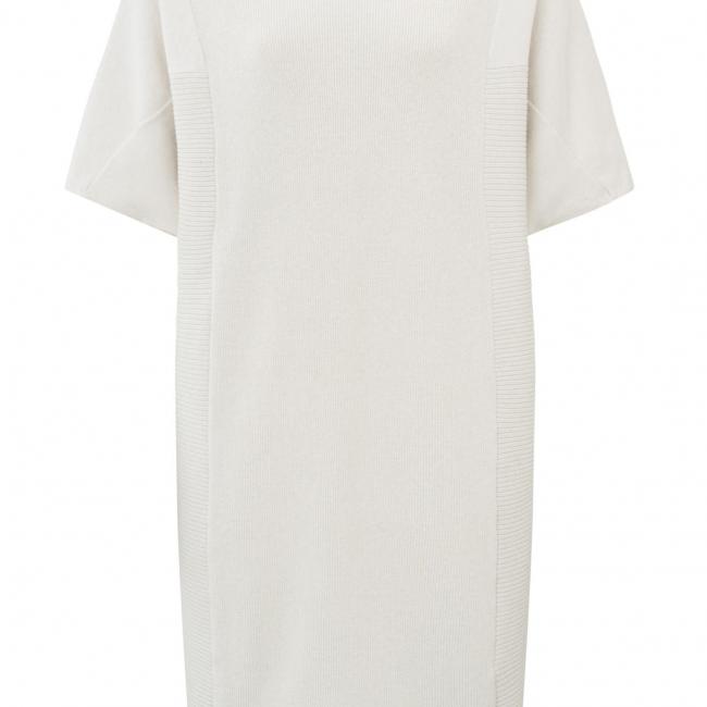 Robe manches courtes, col rond et maille structurée
