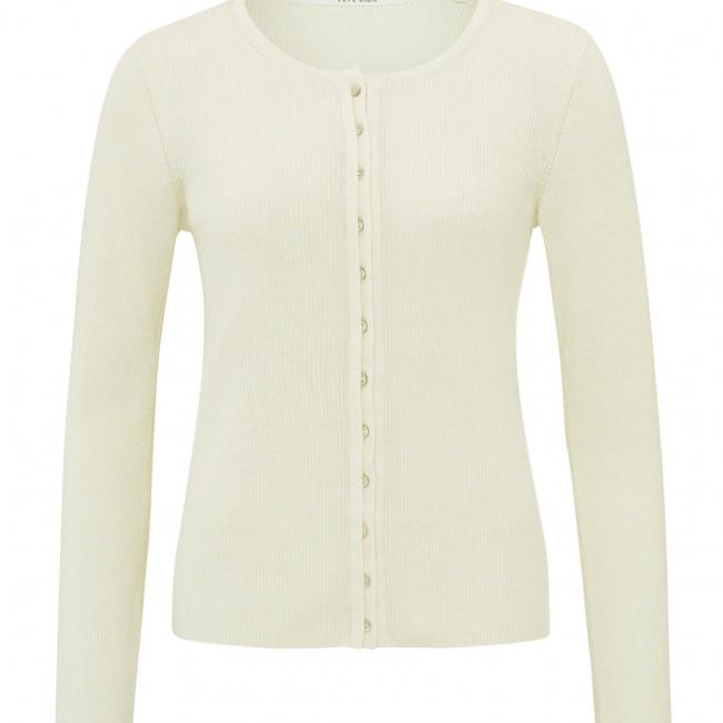 Cardigan en maille côtelée, col rond, ML et boutons