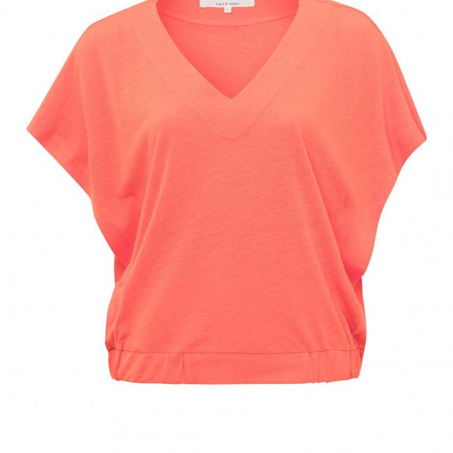 Top sans manches en lin avec col V et taille élastique
