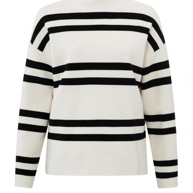 Pull col montant, manches longues, rayures larges