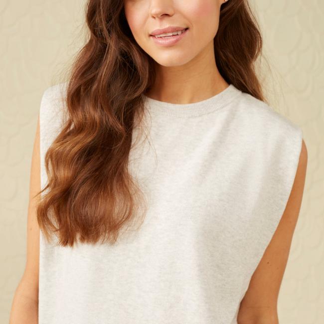 Pull sans manches à col rond et à épaulettes