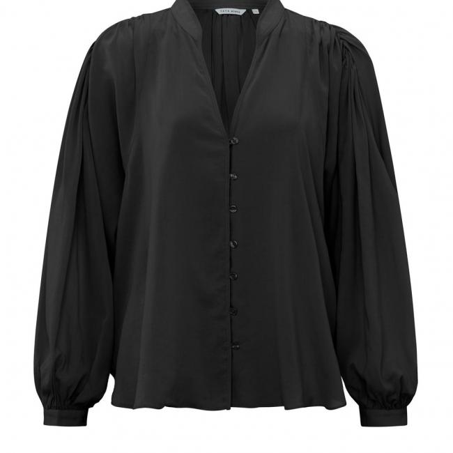 Chemise oversize à boutons, col V et manches longues ballon