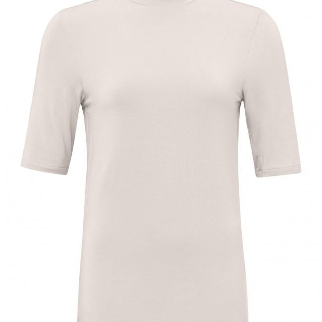 T-shirt col montant, manches courtes, coupe droite