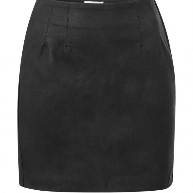 Mini jupe en simili cuir nubuck avec poche arrière