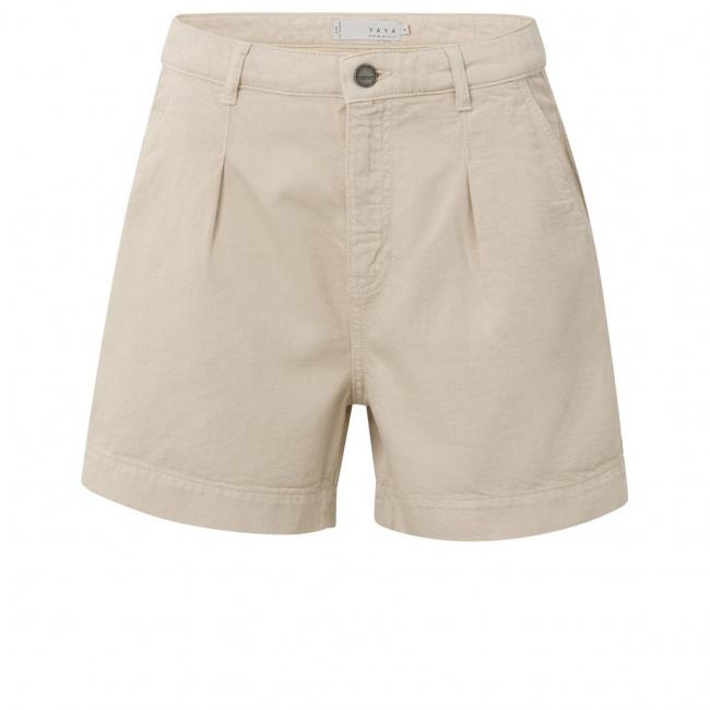 Short en jean large avec poches et détails plissés