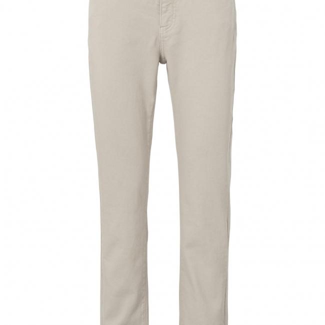 Jean beige coupe droite avec passants de ceinture et poches