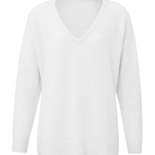 Pull en alpaga avec col V plongeant et manches longues