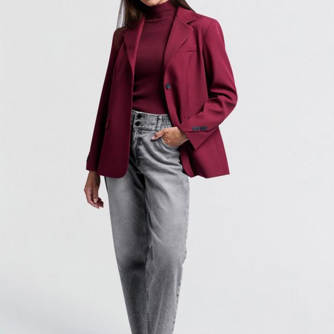 Jean taille haute avec poches et taille élastiquée