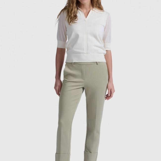 Pantalon de tailleur en jersey à revers
