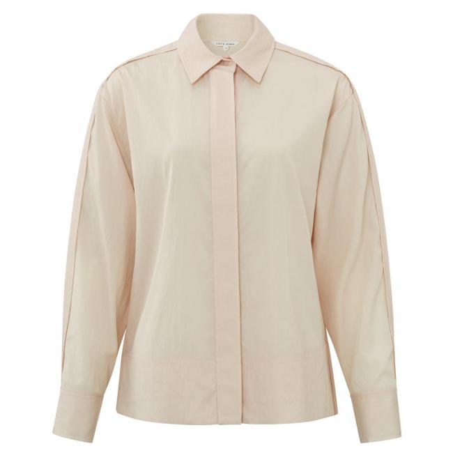 Chemise courte à col, manches longues et boutons discrets