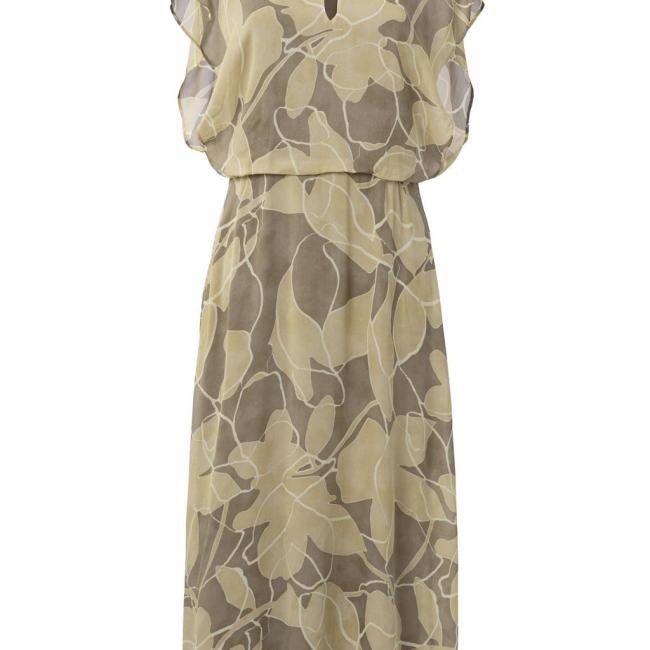 Robe longue sans manches à col montant et imprimé