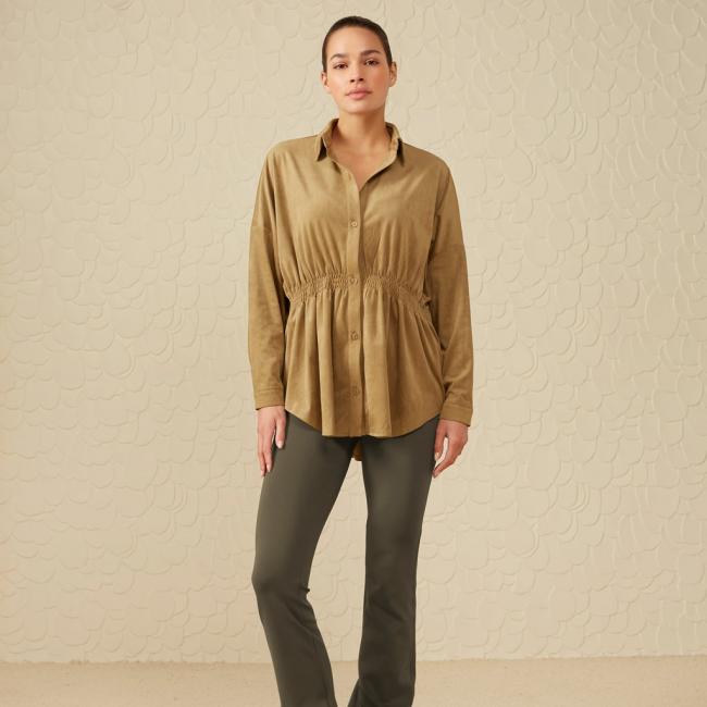 Pantalon en jersey neoprène évasé avec taille élastiquée
