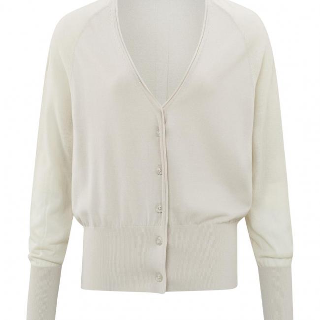 Cardigan col V, manches longues, coupe droite